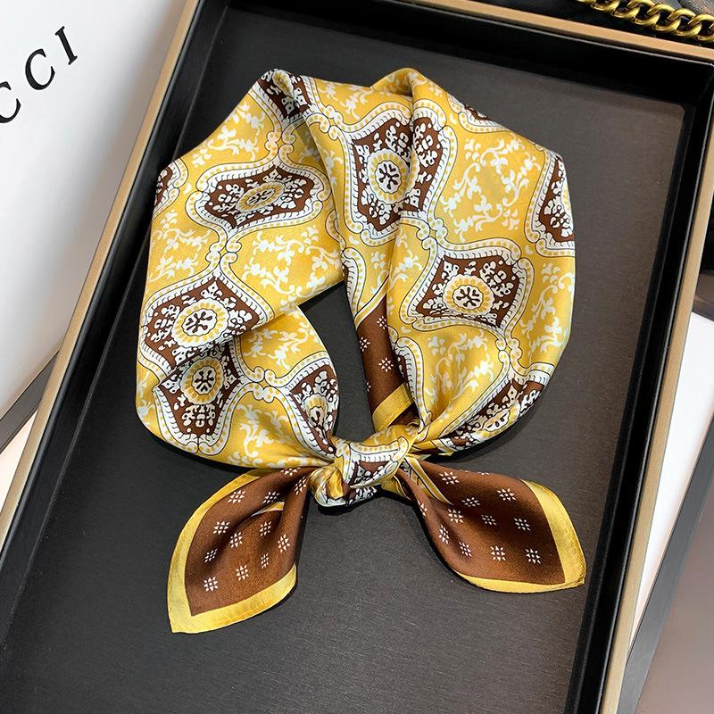 

Scarves Silk Hair Scarf Women Handkerchief Head Bandana 100% Pure Summer Beach Shawls Wraps Foulard 2021, Blue;gray