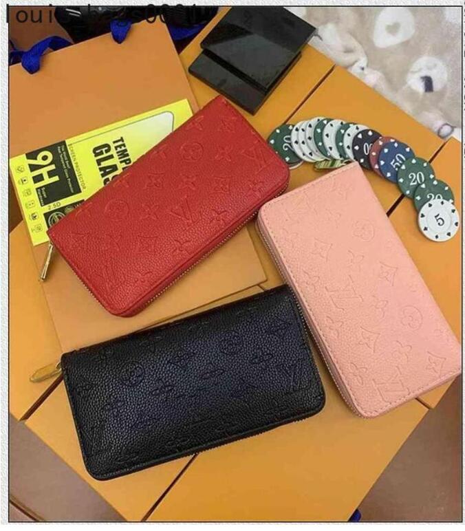 

High quality LV LOUIS bag VITTON Single zip wallet for women and mens classic evening bag clutch handbag card package to, Red;black