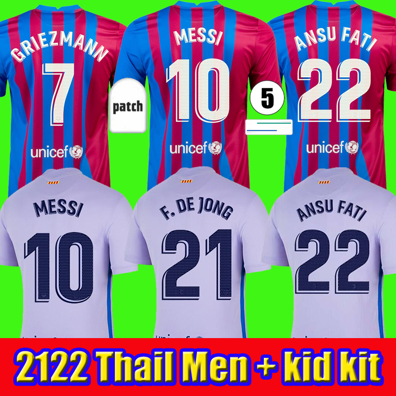 

2122 MESSI Barcelona soccer jersey KUN AGUERO camiseta de futbol 20 21 22 BARCA FC ANSU FATI GRIEZMANN football shirts F.DE JONG DEST PEDRI men kids kit sets, 2122 home