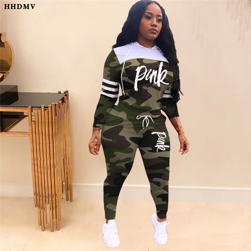 

Spring 2021 O-neck Sportswear Sets Casual Sport Running Female Young Lady Camouflage 2 Piece Women's Tracksuits, Gray