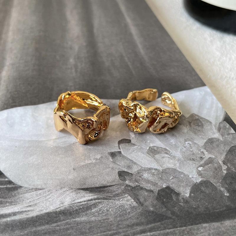 Cluster Rings Minar Minimalist Irregular Geometric Charm For Women Mujer Gold Color Metallic Alloy Adjustable Open Ring Accessories-image-707752027