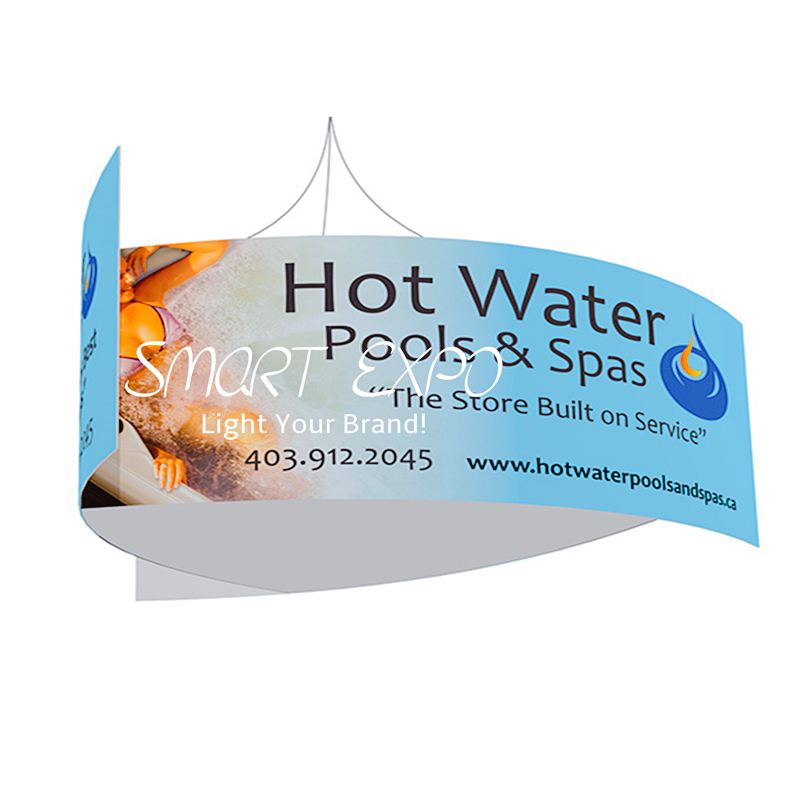 Advertising Display 16ft (Cl)*5ft (H) Pinwheel Shape Easy Fabric Hanging Banner for Trade Show with Strong Aluminum Tubing Structure-image-403816208