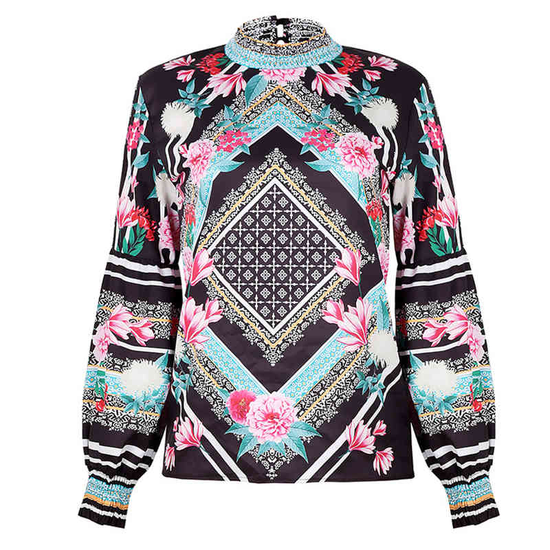 

Paris Girl Black Bohemian Floral Women Blouse Chic Long Sleeve Womens Tops Leopard Print Female Shirts 210524, Style 2