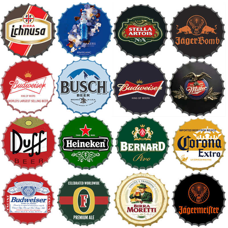 

Beer-Cap-Tin-Sign-Hanging-Crafts-Decor-Bar-Garage-Man-Cave-Wall-Signs-Metal-Round-Plate-Beer-Brand-Name-Retro-Decorative-Plaques