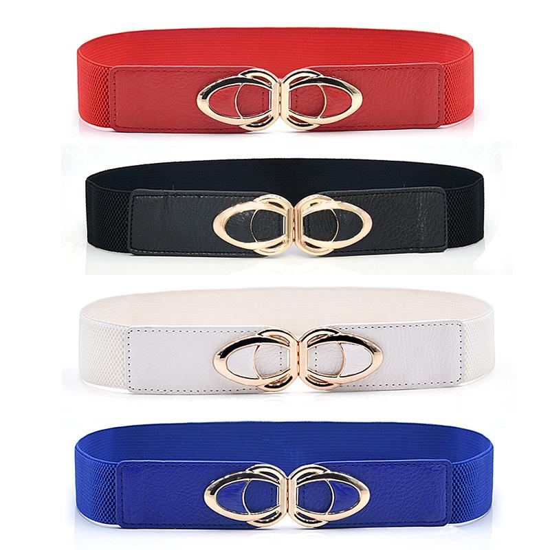 

Belts Fashion Pu Leather Elastic Wide For Women Simplicity Imitation Polychromatic Clothing Decorative, Blue