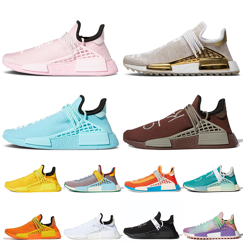 

Newest Pharrell Williams NMD Human Race Mens Women Running Shoes Chocolate Solar Pack Yellow Blue Nerd Heart Mind Sports Outdoor Shoe Size 36-47