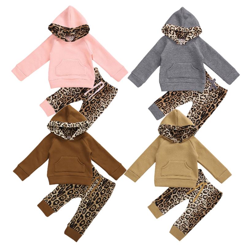 

Clothing Sets CitgeeBaby Boys Girls Autumn Warm 2Pcs Set Hooded Long Sleeve Top+Leopard Print Pants Outfit Clothes Winter, White