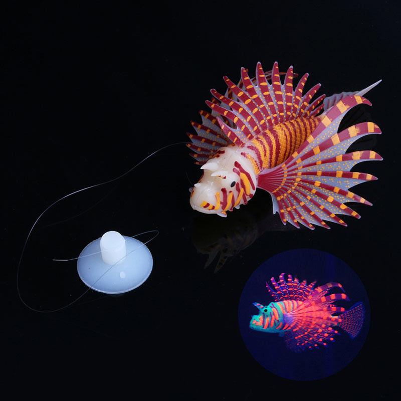

Decorations Aquarium Artificial Luminous Lionfish Fish Tank Landscape Silicone Fake Floating Glow In Dark Ornament Home Decoration