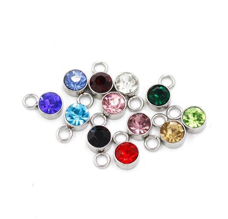 

240pcs/lot Colorful 10*7mm Birthstone Crystal Birthstone Charms Floating Charms for Handmade Birthday Jewelry Diy bracelet and 126 W2, Bronze;silver