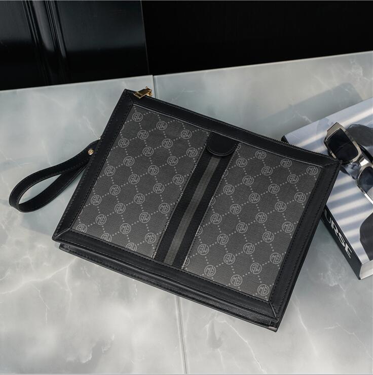 

wholesale men handbag business printing fashion envelope bag street trend matching color stripe handbags personality outdoor large leisure leather wallet, Black2-3181
