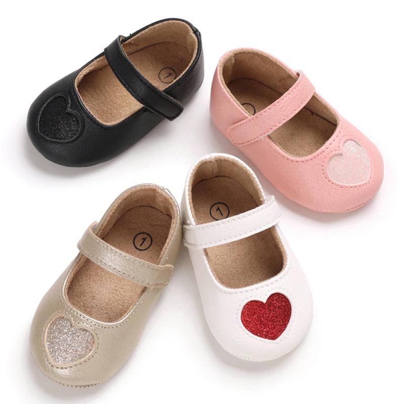 

First Walkers Baby Shoes Heart Shape Princess Girl Cotton PU Leather Born Toddler For Girls9S29, Tg