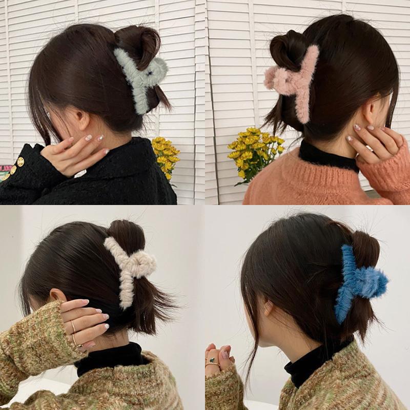 

Hair Clips & Barrettes Korean Women Girls Cute Colorful Soft Plush Sweet Holder Headband Clip Hairpin Fashion Accessories, Golden;silver