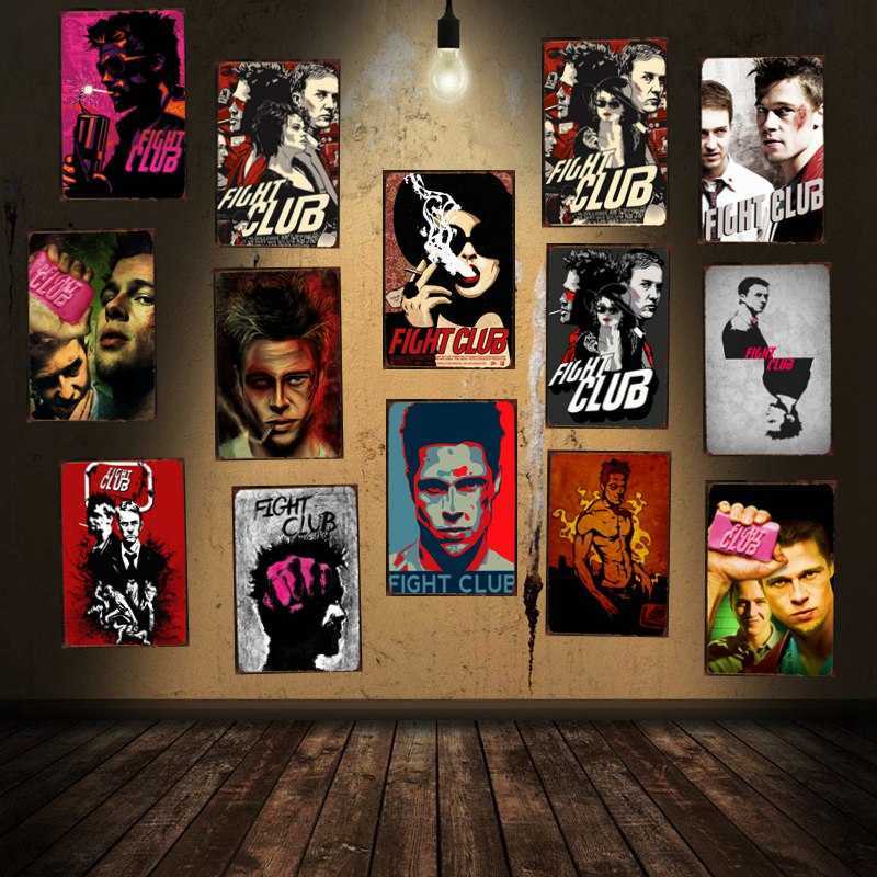 

Fight Club Classic Movie Tin Sign Metal Plate Iron Painting Wall Bar Coffee Home Art Craft Decor