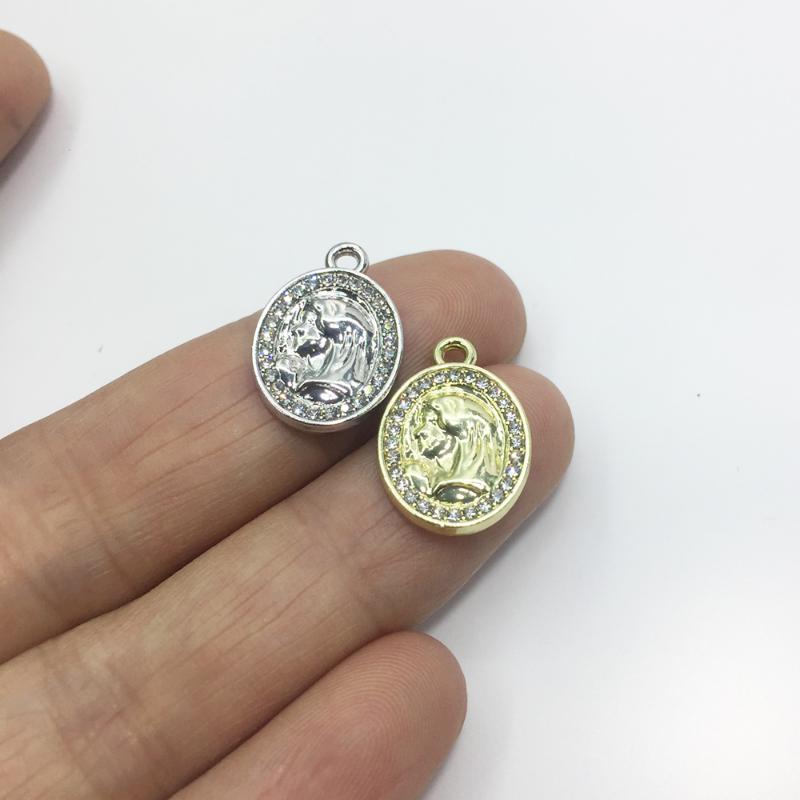 

Charms Eruifa 6pcs 15*12mm Girl With Rhinestone Coin Zinc Alloy Necklace,earring Bracelet Jewelry DIY Handmade 2 Colors, Bronze;silver