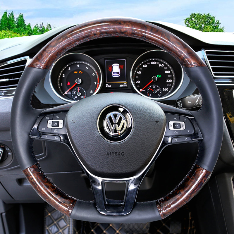 

Suitable for Volkswagen Tu'ang Hui'ang Touareg Maiteng Passat Toguan Peach Wood Grain Leather Hand Sewing Steering Wheel Cover