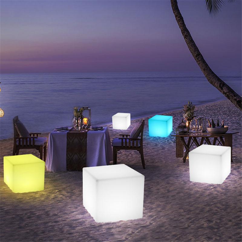 

Night Lights 1PC RGBW Rechargeable Led Illuminated Furniture Cube Stool Lamps With Remote Outdoor Chair Bar KTV Plastic Table