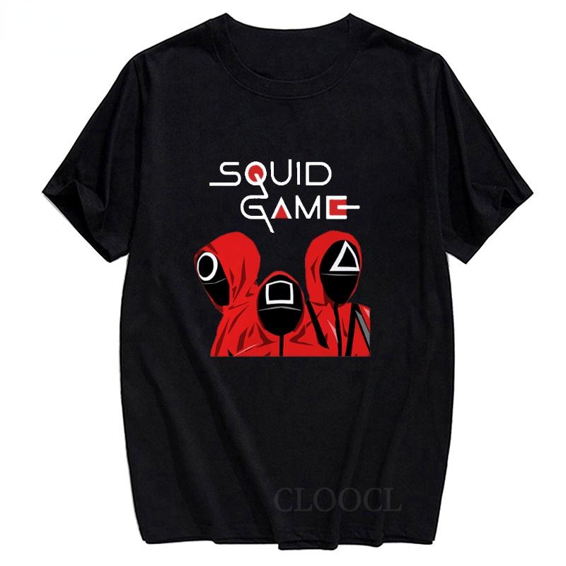 

men's t-shirts cloocl squid game round six halloween 100% cotton t-shirt printed men women harajuku streetwear short sleeve, White;black