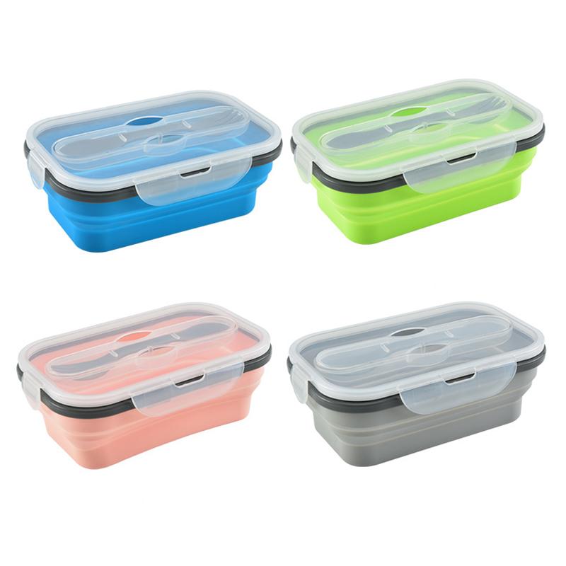 

Dinnerware Sets 900ml Portable Healthy Material Lunch Box Foldable Silicone Bento Boxes Microwave Storage Container Foodbox