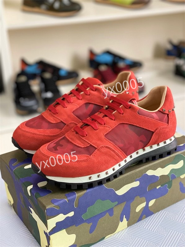 

Valentin Top Quality Camouflage Sneaker Womens Mens Rivet Shoes Studded Flats Mesh Camo Suede Leather Casual Trainers Shoes, 01
