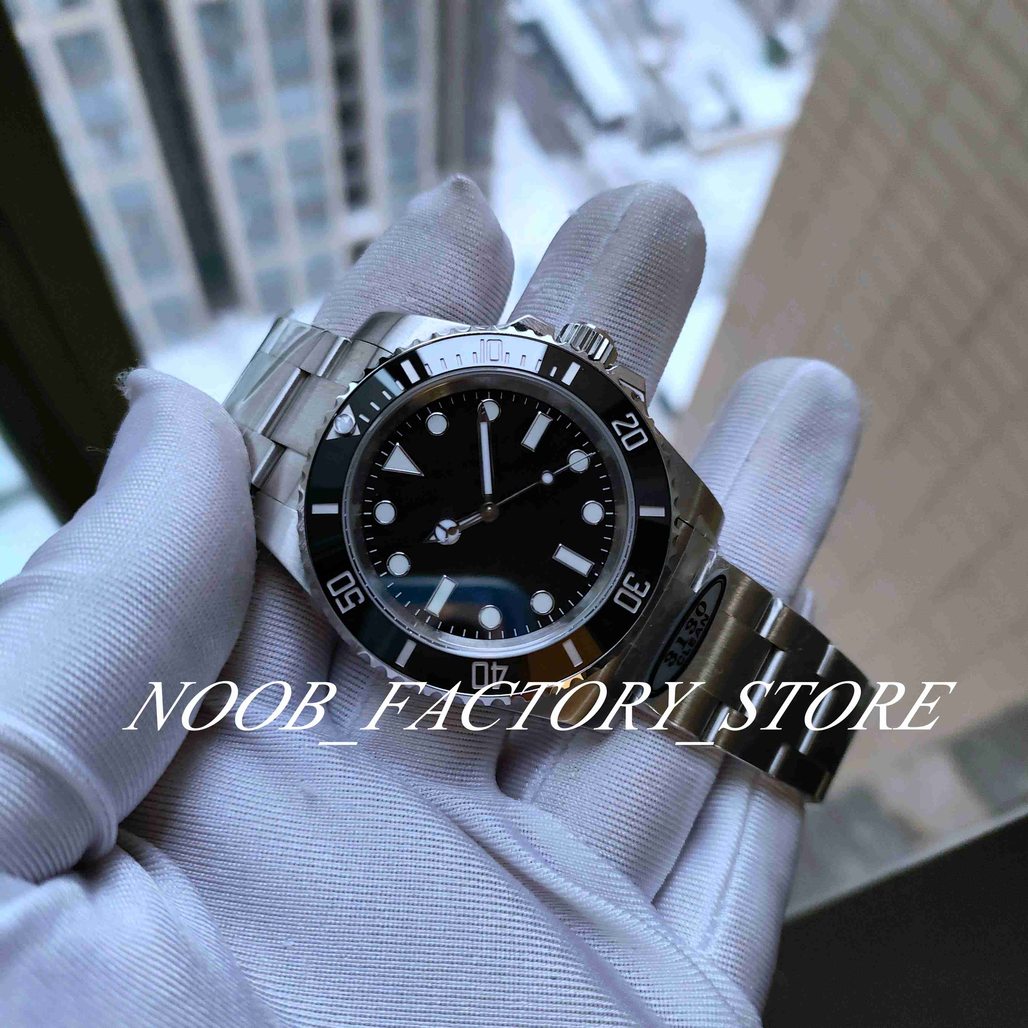 

Menes Watch Super Clean Factory 40mm Cal.3130 Automatic Movement Black Ceramic Bezel Black Dial No Date Men 904L Steel Sapphire Waterproof Luminous Wristwatches, Original box certificate