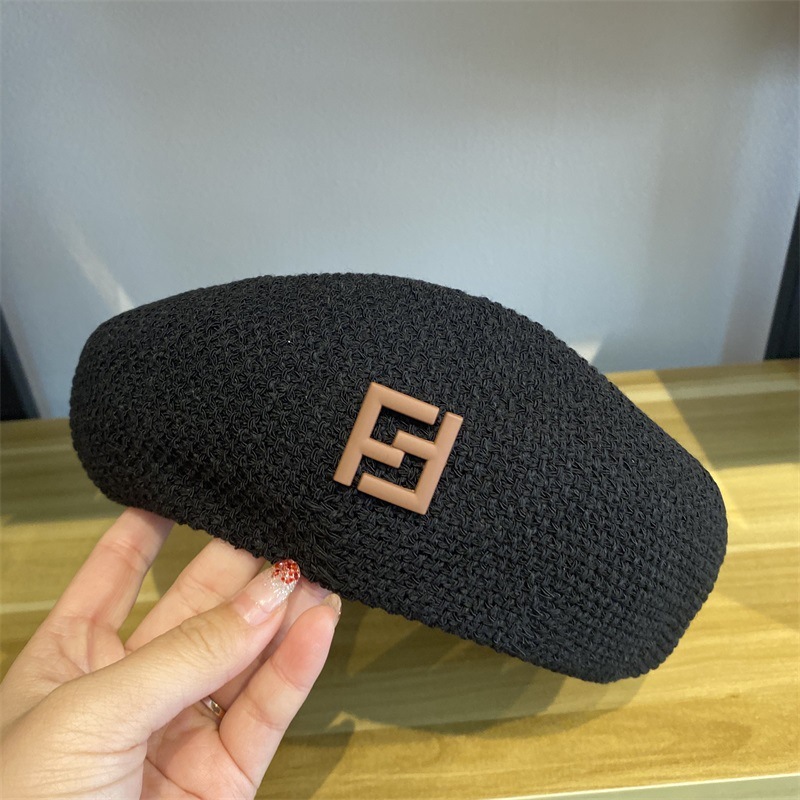 

Big Beret summer new FF letter hat children's Signature face small foreign style octagonal hat versatile artist hat Zy, Blue;gray