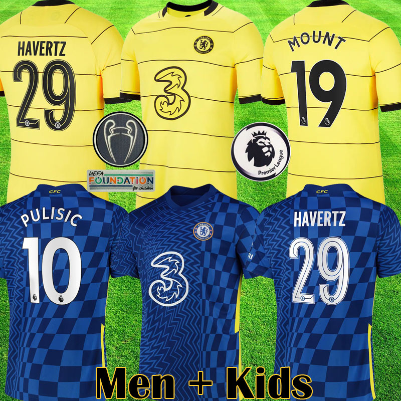 

CFC 2021 2022 Soccer Jerseys away yellow 21 22 football shirt cheLSea kits KANTE PULISIC HAVERTZ ABRAHAM ODOI ZIYECH Men + Kids GIROUD tops Uniform, Kids home