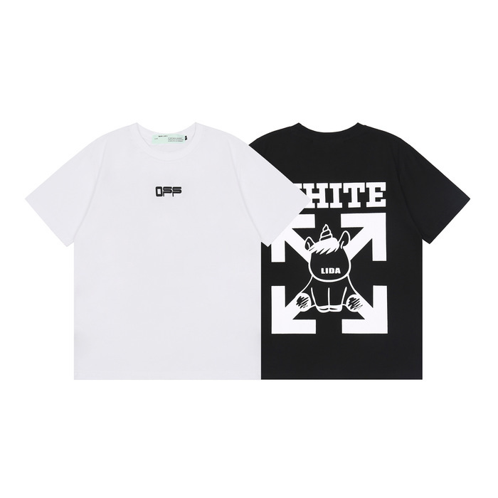 

Tshirts Tops Summer Off Arrow Unicorn Bear Cartoon Print Short Sleeve Men's and Women's Bottom, White;black