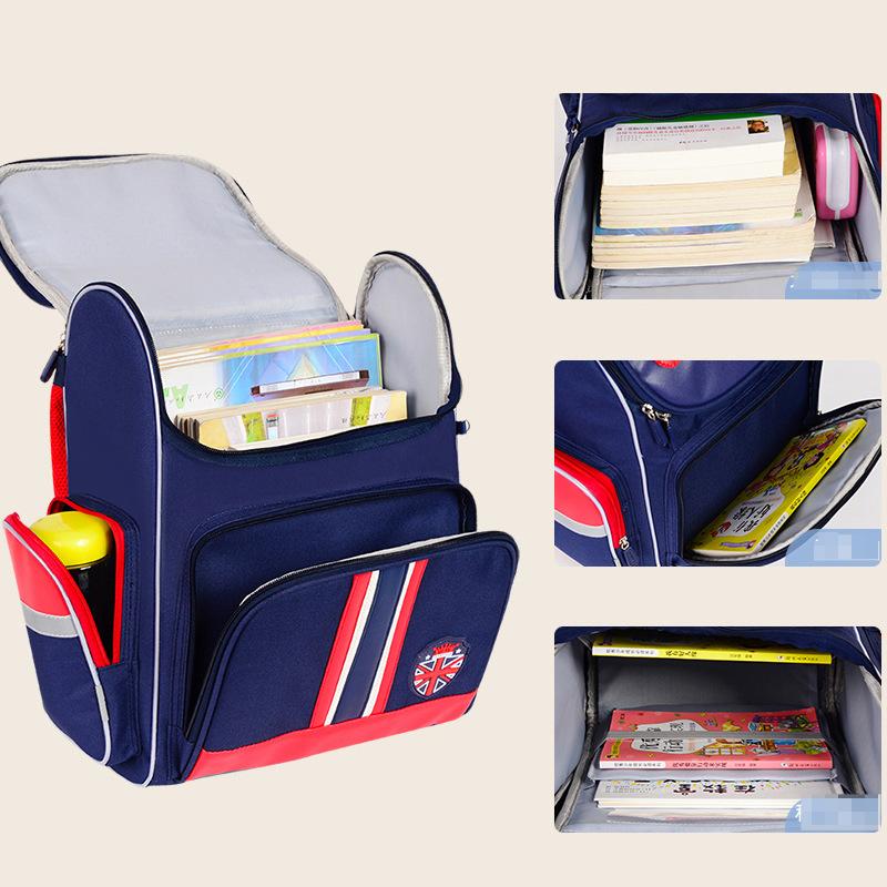 

School Bags Backpack Schoolbag Primary Student Children British Style Lightening Ridge Protection 1 3 6 Grade Male, B small