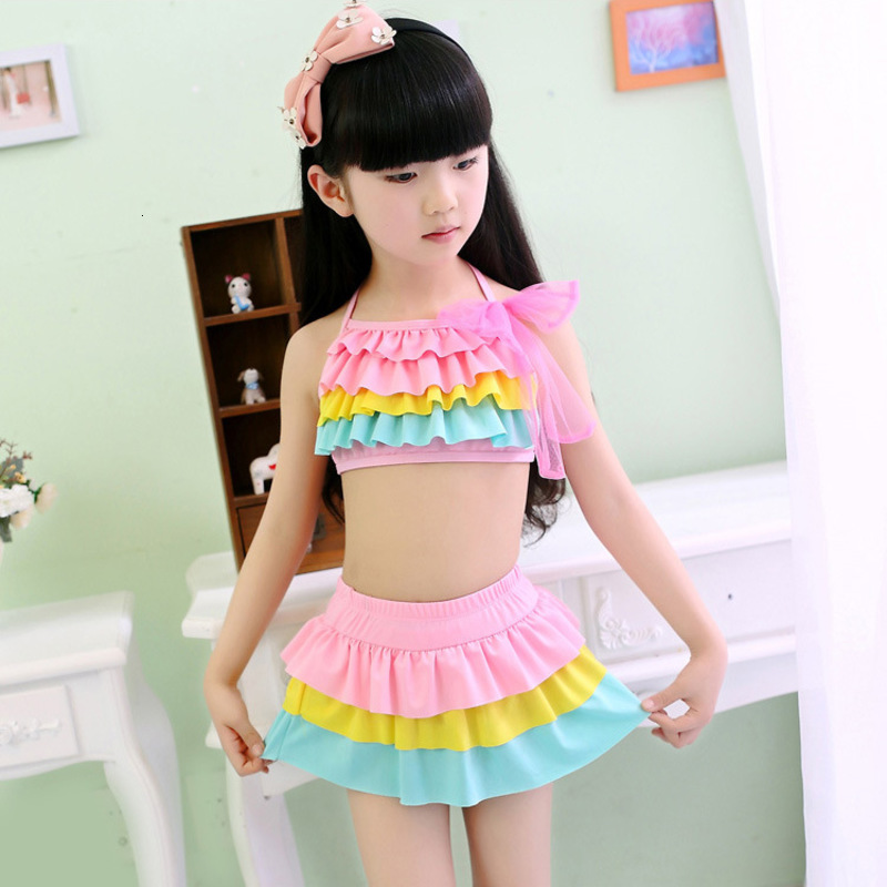 Piece Split One Girls&#039; Cake Skirt Children&#039;s Bikini Spring Swimsuit-image-678411548