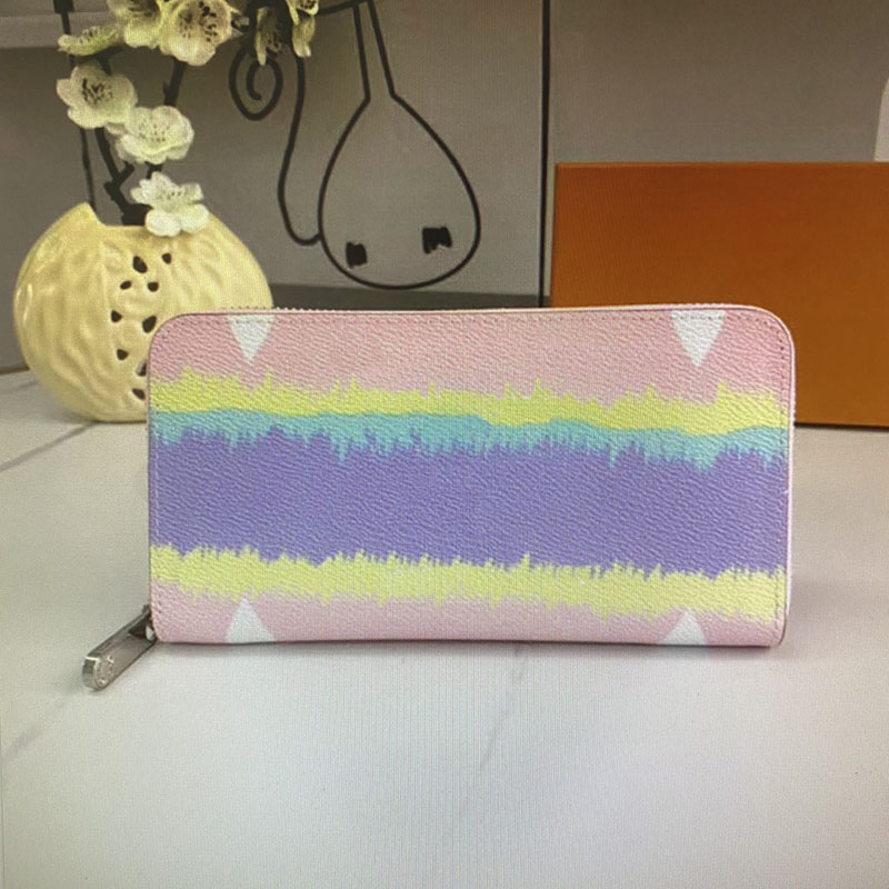 

ESCALE ZIPPY luxurys designers wallet giant leather tie dye women cash card holders coin long zipper wallets purse woman clutch M69110 with box, Red;black