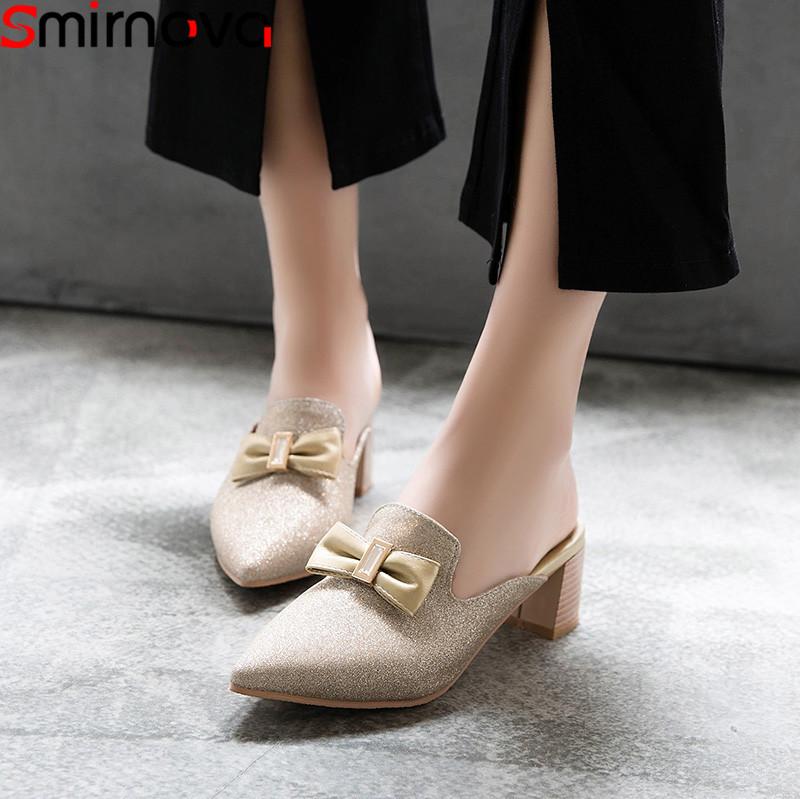 

Dress Shoes Smirnova Spring Autumn Pumps Women Pointed Toe Shallow Mules Square High Heels Prom Wedding Plus Size, Black