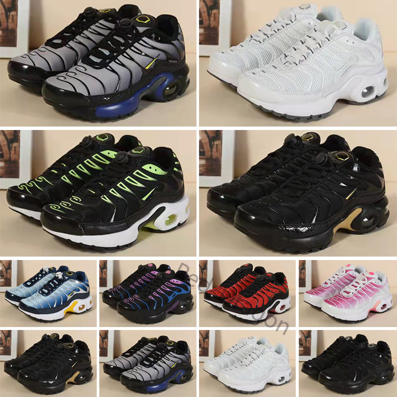 

TN Kids Running Shoes enfant Breathable Soft Sports Chaussures Boys Girls Tns Plus Sneakers Youth requin Trainers Size 28-35, Factory outlet