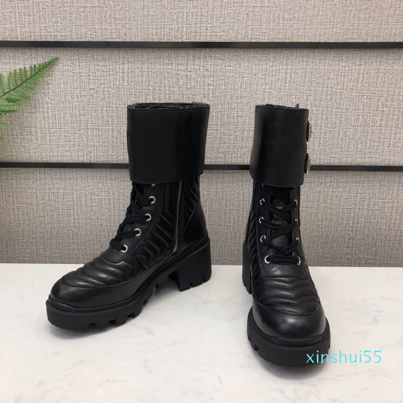 

Best quality women boots fashion luxury women's boot with Interlocking designer chevron boots winter Martin booties designer boots07408, Black