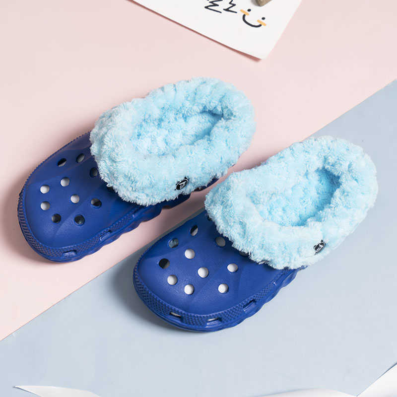 

Ltolo Children Kids Boys Girls Mules Warm Clogs Winter Crock Garden Sandals Slippers Cave Hole Baby Shoes For Boy Girl EUR24-35 X0703, Pink