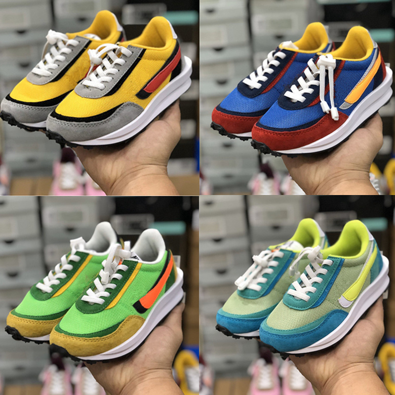 

New Kids Running Shoes Sacai X LDV Sneaker Boy Girls Triple Black White Girl Waffle Light Bone Game Royal Fashion Big Sneakers 22-35