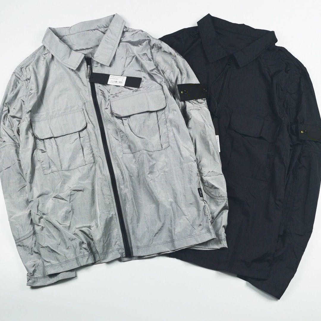 

Men Nylon Lapel Neck Island Jacket Embroidery Armband Jackets Double Pocket Stone Designer Outwear Coat CP110, Do not shoot;do not deliver separately