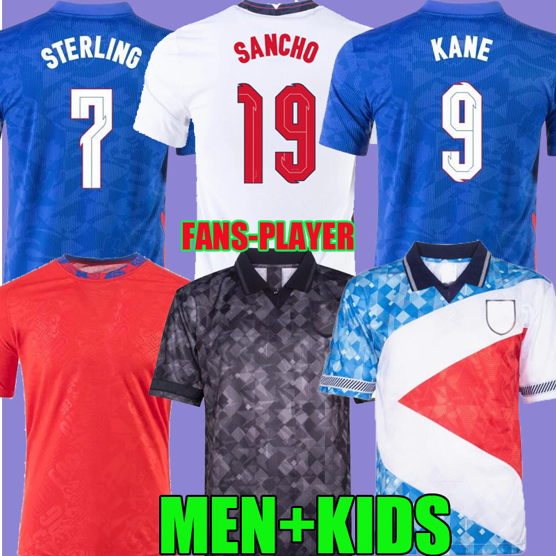 

ENGLAND soccer jersey 2021 2022 KANE STERLING RASHFORD SANCHO player version 21 22 1990 retro Mash-Up blackout women long sleeve football shirts men kids kit socks, Home