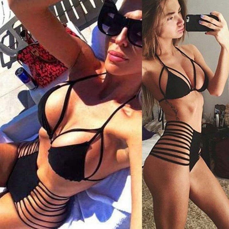 Binding Wind Split Two Piece Swimsuit Sexy Beach Vacation Swimming Bikini Women-image-678451453