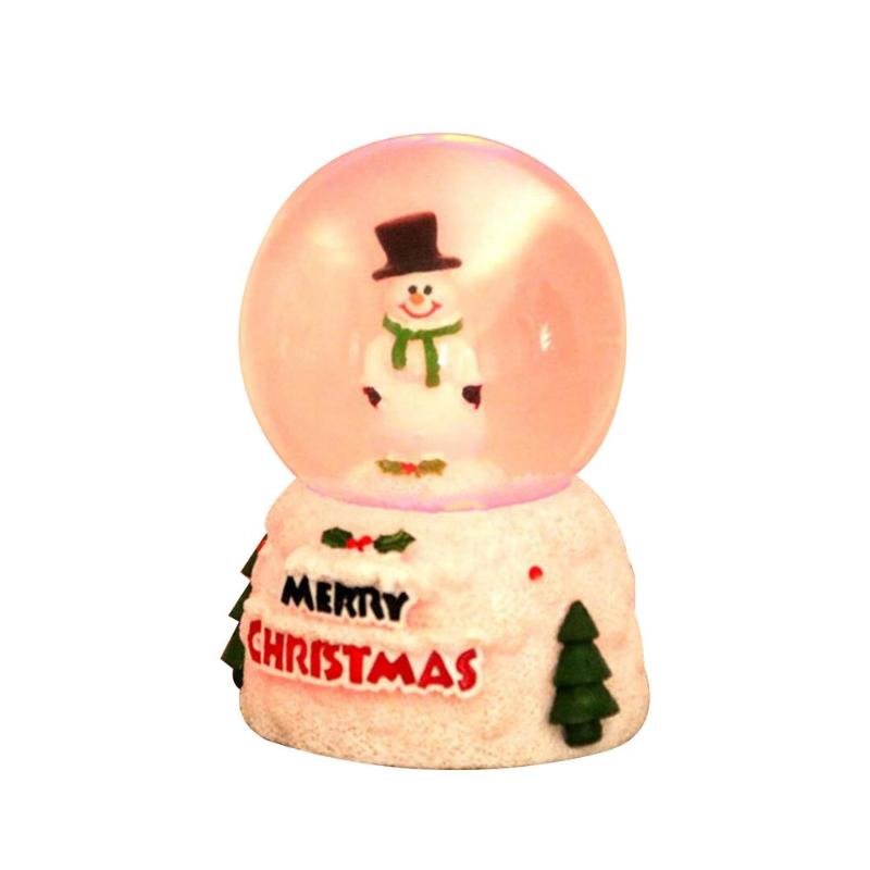 

Christmas Decorations Glitter Globe Snow With Resin Santa Tree Snowman Glowing Crystal Glass Ball LED Night Light Birthda