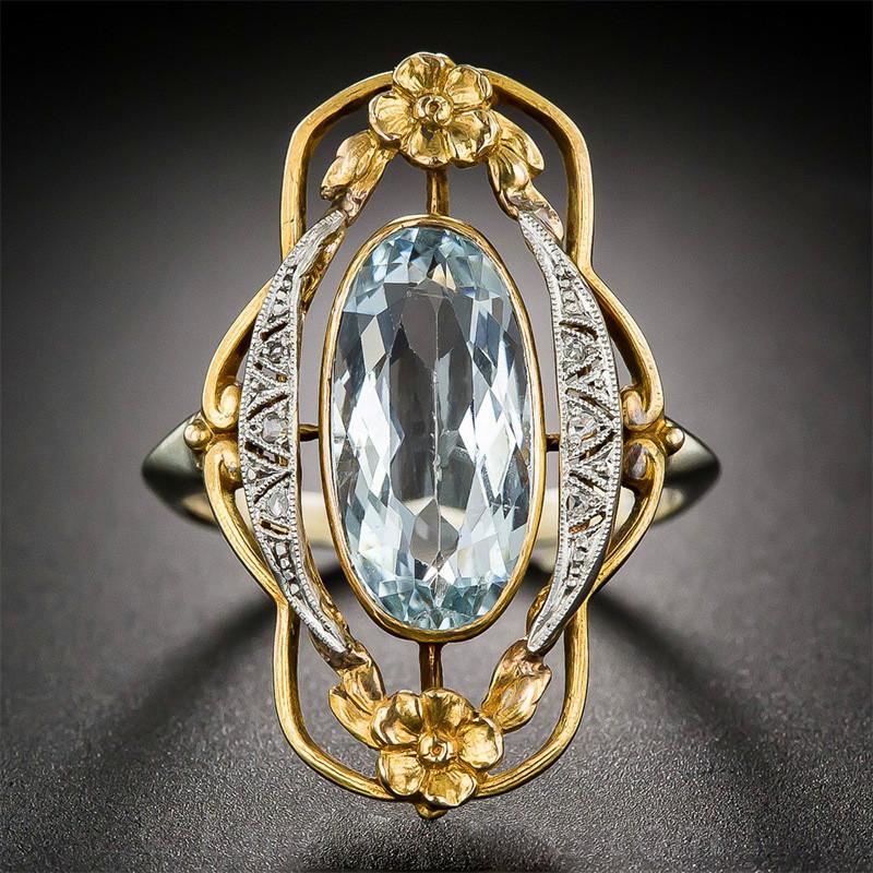 

Wedding Rings Luxury Female Crystal Oval Ring Dainty Gold Silver Color Engagement Boho Zircon Stone For Women, Slivery;golden
