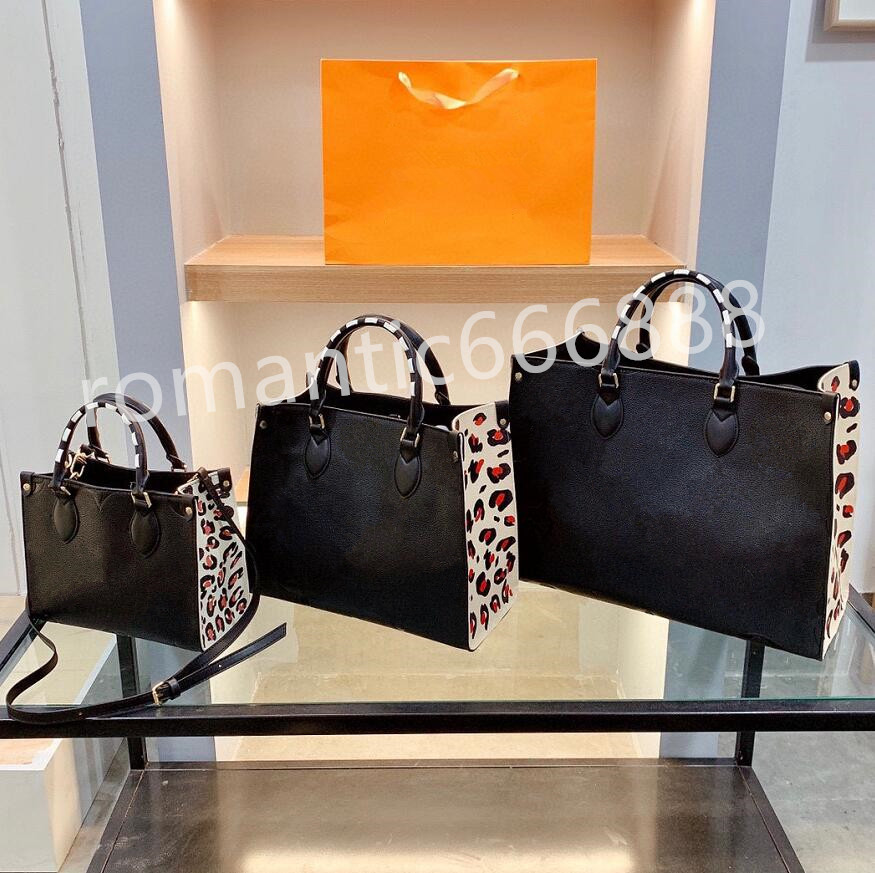 

M58521 M58522 Designer Women ONTHEGO MM shopping Bag braided cowhide leather Wild at Heart leopard-print luxury Handbag Purse Tote Shoulderbag Crossbody Clutch