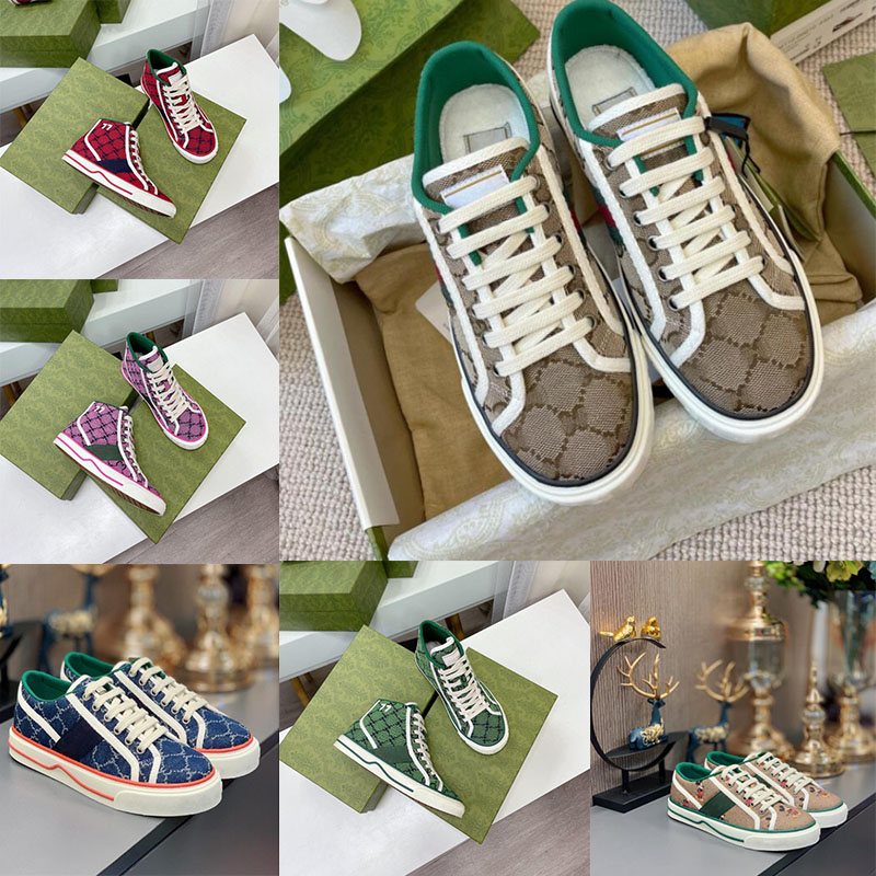 

top quality Casual Shoes 1977 luxurys designer men's and women's brand casual shoes high canvas color pattern flat snake cedar ace bee embroidery belt box 36-44