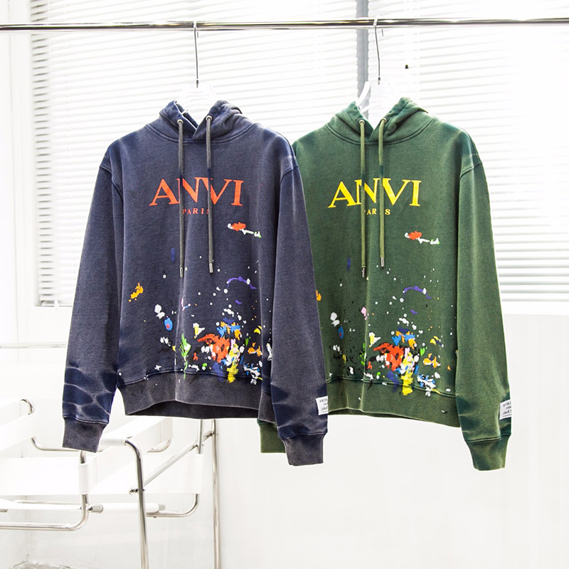 

21FW Autumn Winter Paris Splash Ink Hand Painted Collaborate Hoodie Skateboard high street Hoody Unisex streetwear Hooded Sweatshirt, Purple hoodie