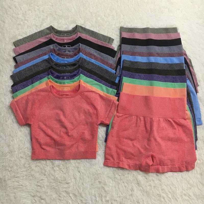 

Yoga Outfit 2PCS Set Women Crop Top Shorts T-Shirt Summer Clothes For Workout Pants Gym Leggings Push Up Tracksuit Female Yog Suit, Orange