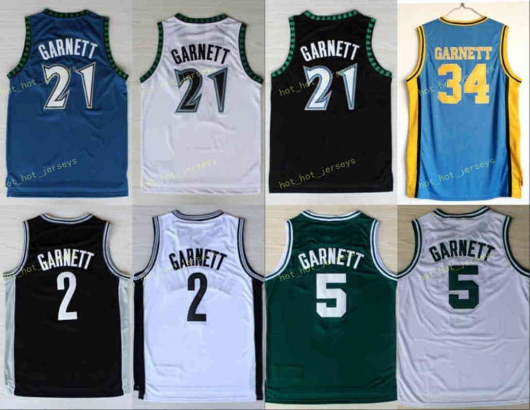 

Vintage New Kevin 21 Garnett Jersey 5 Fashion Rev 30 2 Shirt Uniform Black Blue White Green Pure Cotton Stitched, As