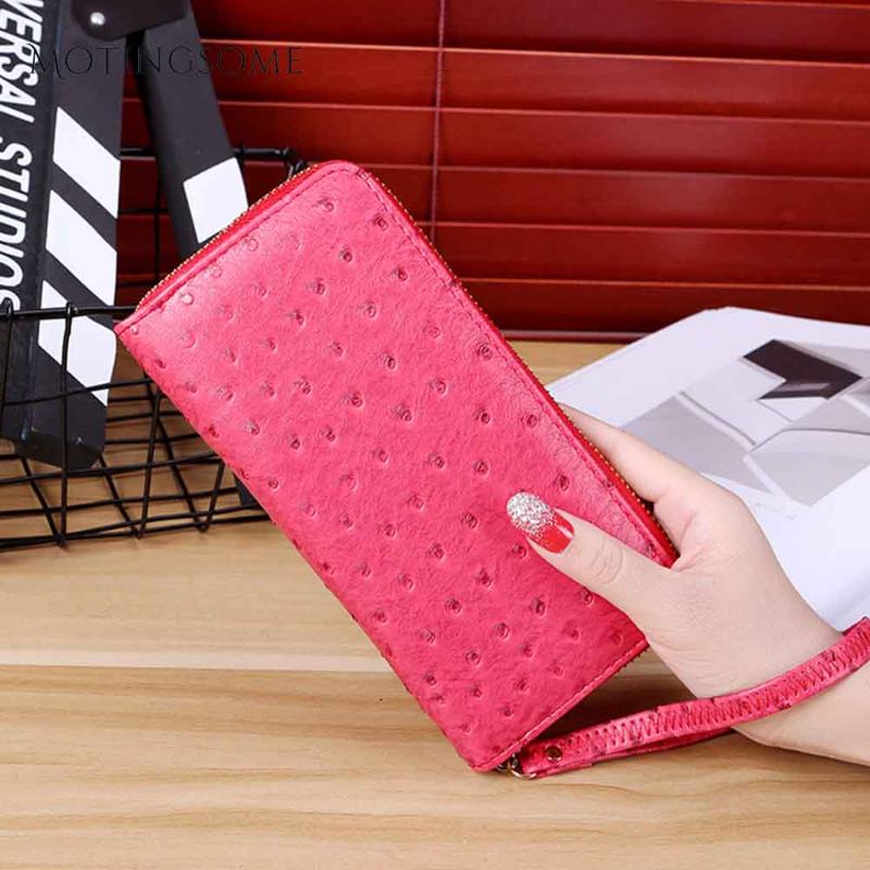

Wallets Ostrich Skin Texture Women PU Leather Long Style Elegant Purse Card Holder Phone Clutch Money Bag Luxury Design 2021, Blue wallet