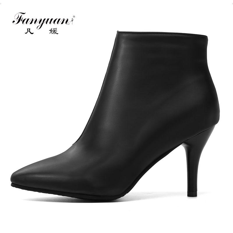 

Boots Fanyuan Women's Big Size 30-48 Wholesale Sexy Ankle Women Shoes Woman Thin High Heels, Black