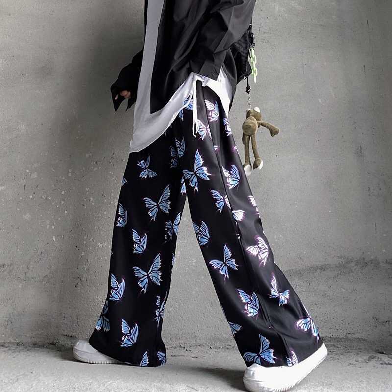 

Hip Hop Streetwear Harem Women's Wide Leg Pants Male Casual Sweatpants Harajuku Jogging Men's Trousers 210616, Black butterfly