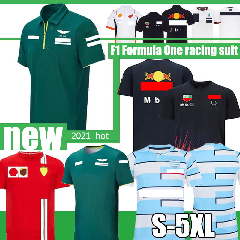 

2021 Formula One co-branded car LOGO F1 team racing suit set short-sleeved polo shirt breathable half-sleeved round neck shirts men