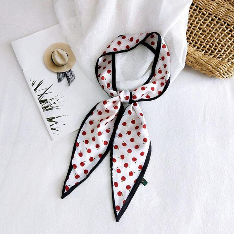 

Scarves Women's Black Long Skinny Neck Tie Scarf Fake Silk Women Bag Handle Hair Hand For Ladies Purse Decor
